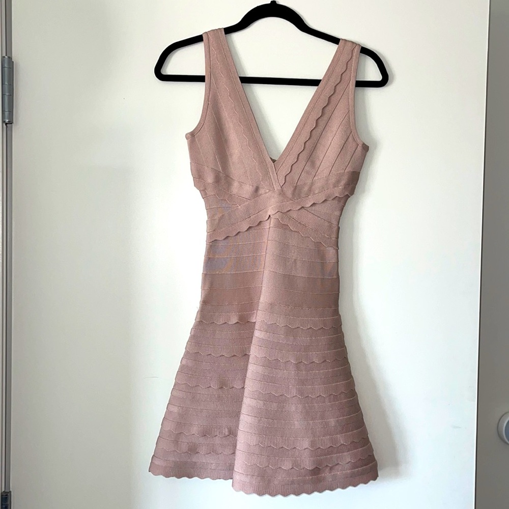 XS Herve Leger Beige Dress